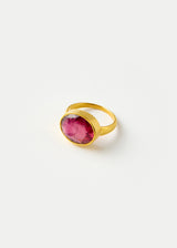 18kt Gold Pink Tourmaline Greek Ring