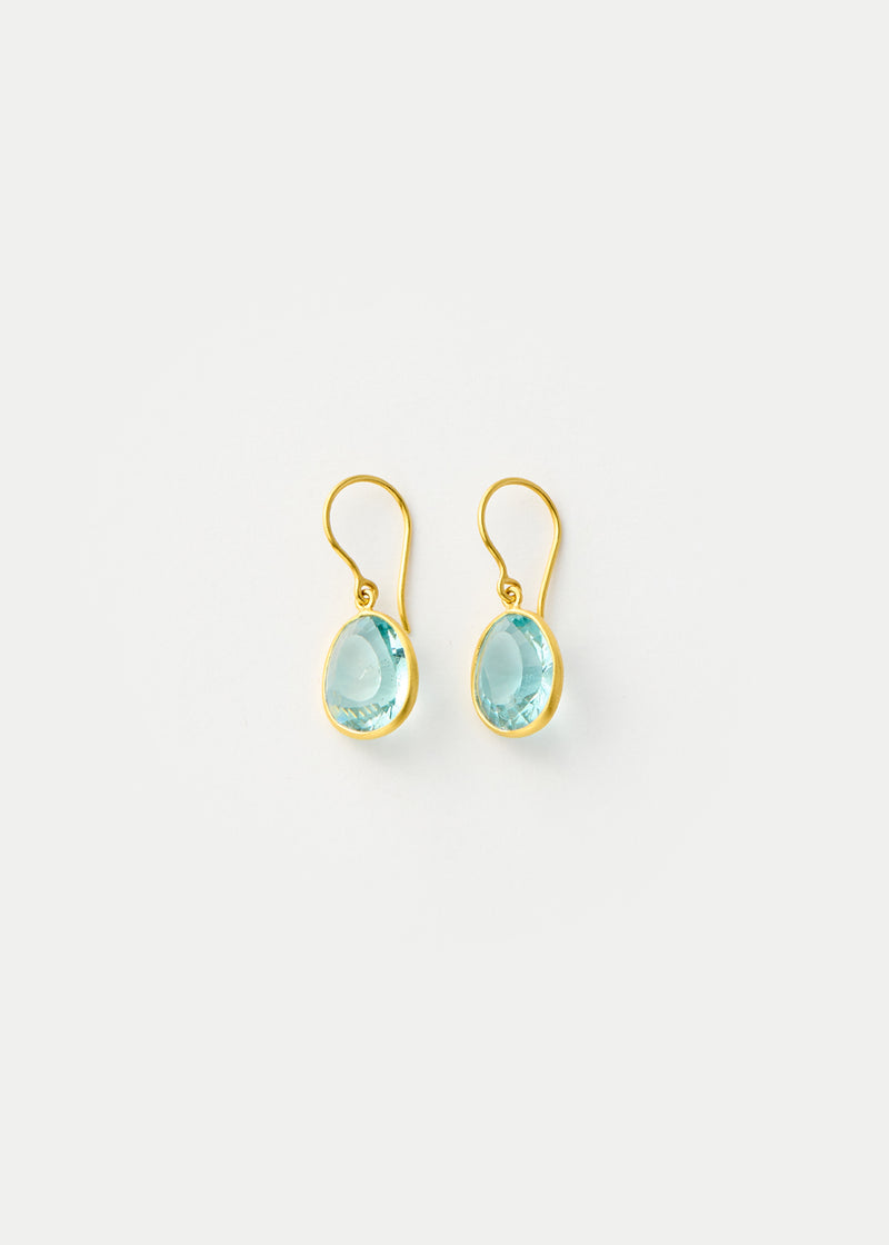18kt Gold Koh-i-Noor Aquamarine Small Single Drop Earrings