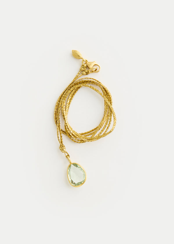 18kt Gold Green Amethyst Amulet on Cord