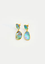 18kt Gold Beachcomber Abalone Shell Double Drop Stud Earrings