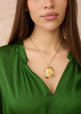 18kt Gold Zen Rocks Large Crystal Amulet on Cord