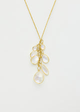 18kt Gold Rainbow Moonstone Cluster on Cord