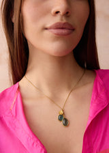 18kt Gold Mixed Tourmaline & Flower Amulets on Cord