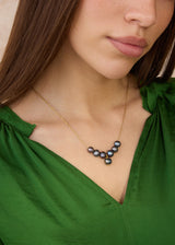 18kt Gold Seven Tahitian Pearls Cluster on Cord