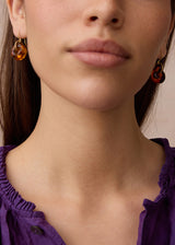18kt Gold Azaz Two Tone Amber Glass Drop Earrings