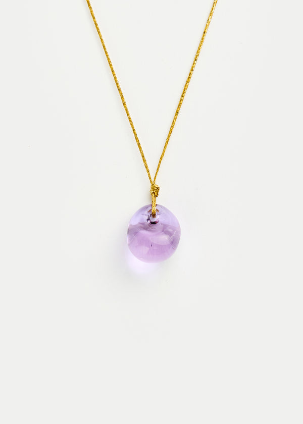 Azaz Purple Round Glass Bead on Cord