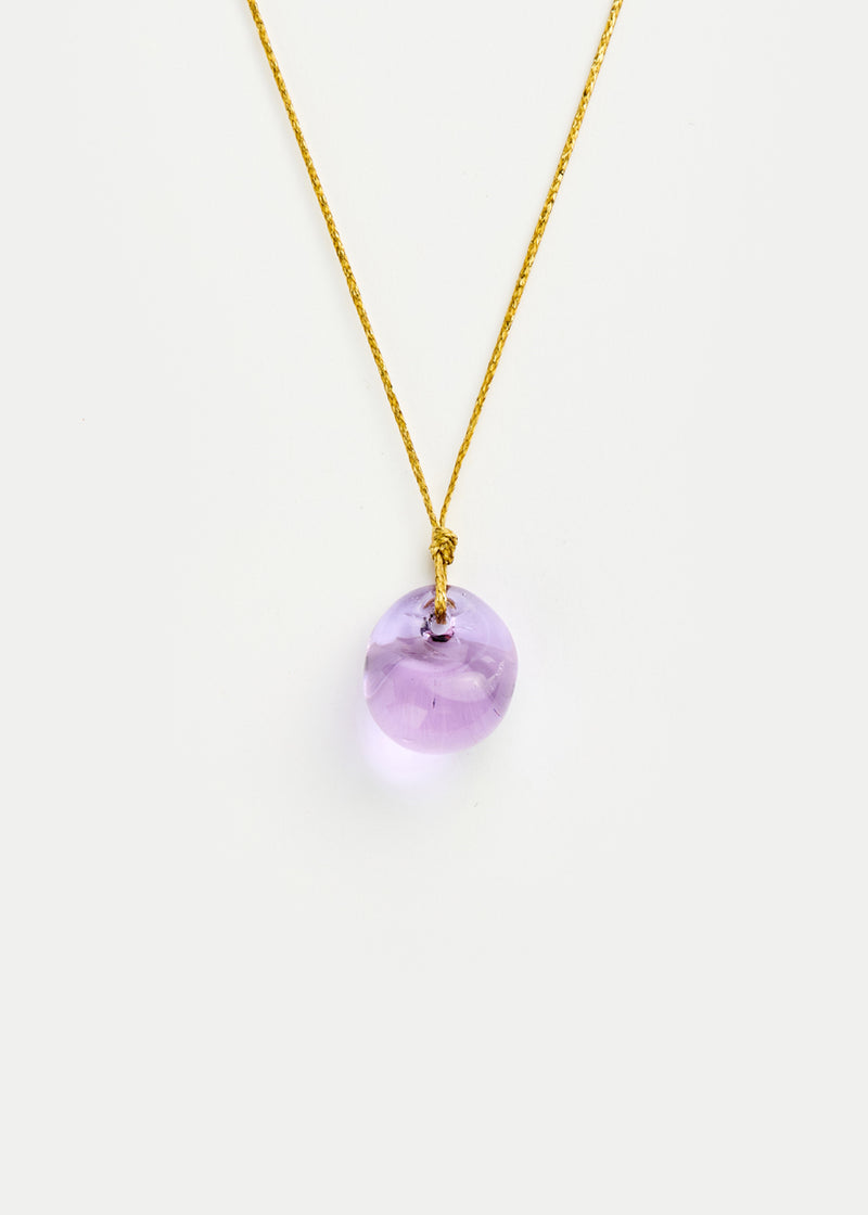 Azaz Purple Round Glass Bead on Cord