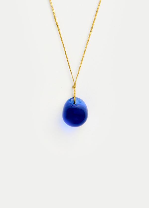 Azaz Blue Round Glass Bead on Cord