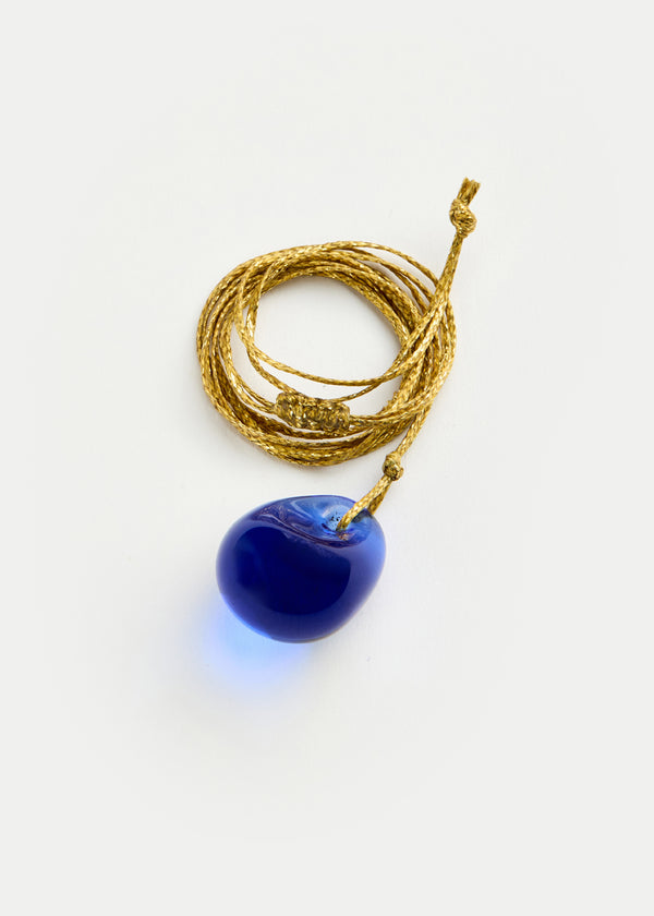 Azaz Blue Round Glass Bead on Cord