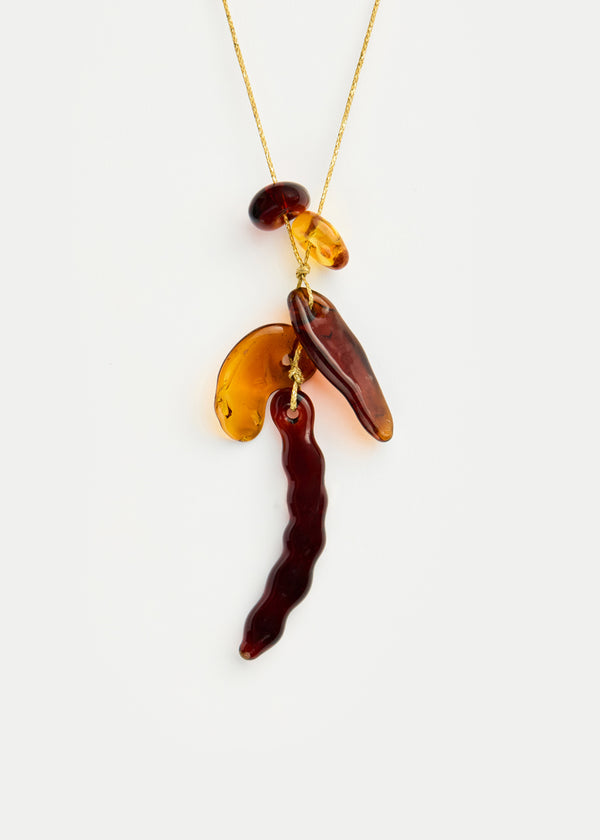Azaz Amber Glass Bean Cluster on Cord