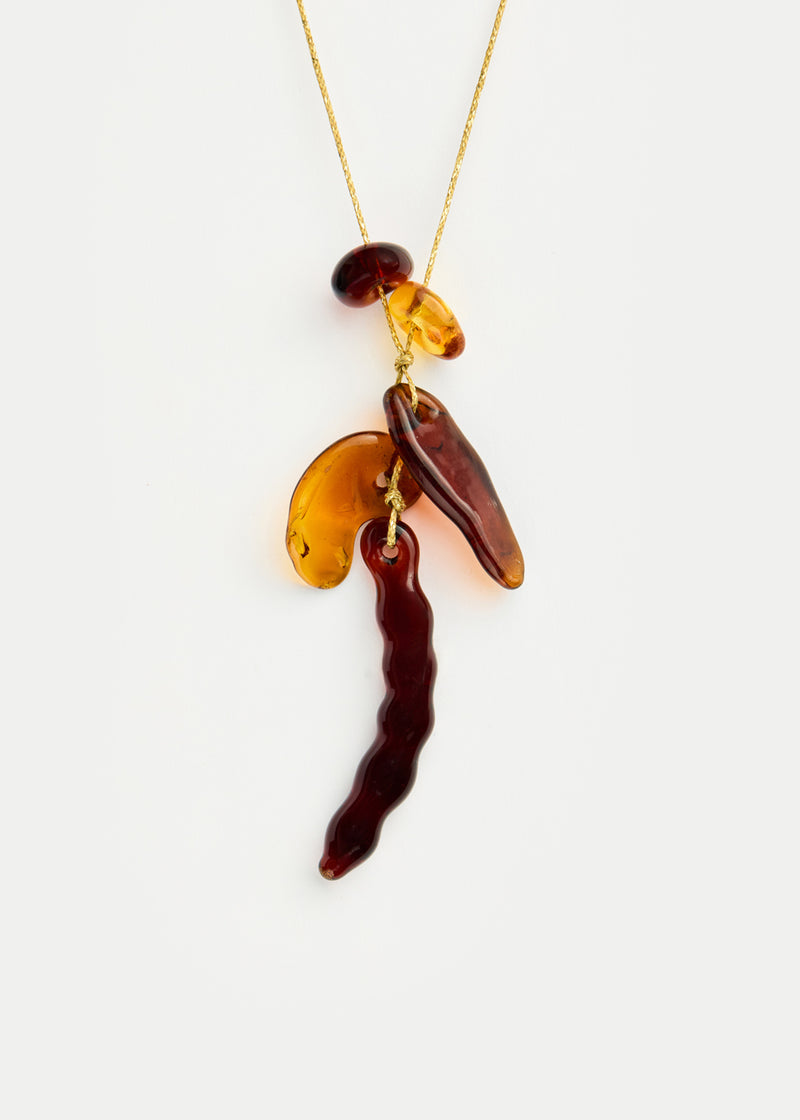 Azaz Amber Glass Bean Cluster on Cord