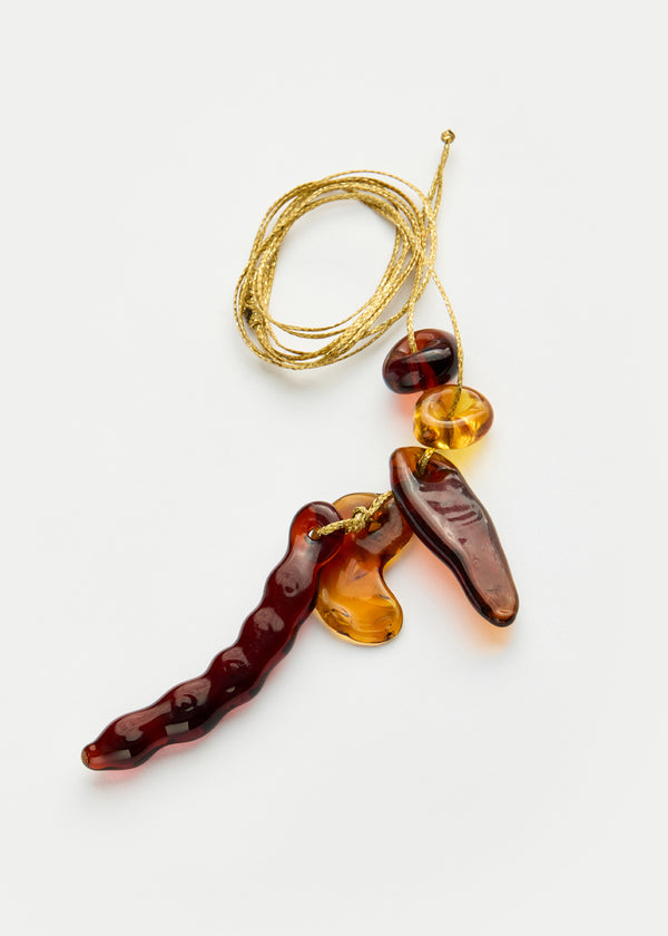 Azaz Amber Glass Bean Cluster on Cord