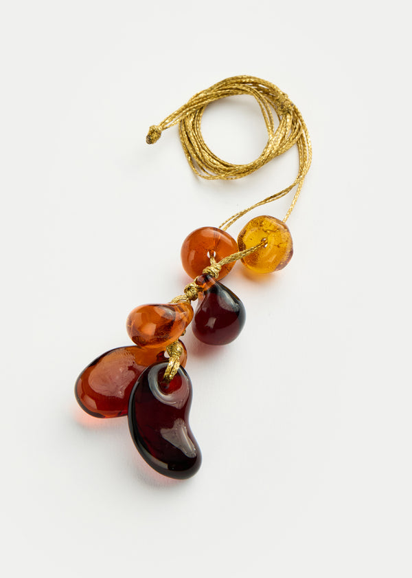 Azaz Amber Glass Beaded Cluster on Cord