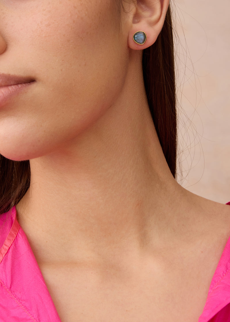 18kt Gold Labradorite Classic Studs