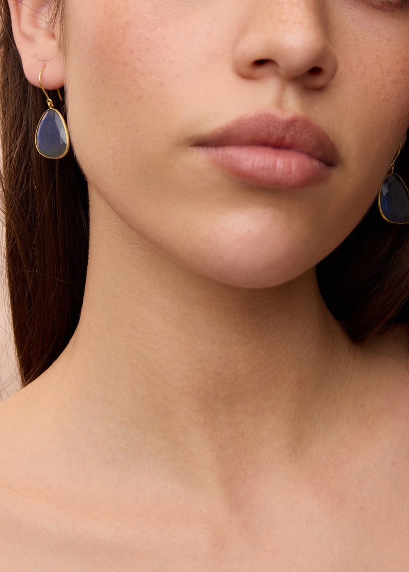 18kt Gold Labradorite Single Drop Earrings