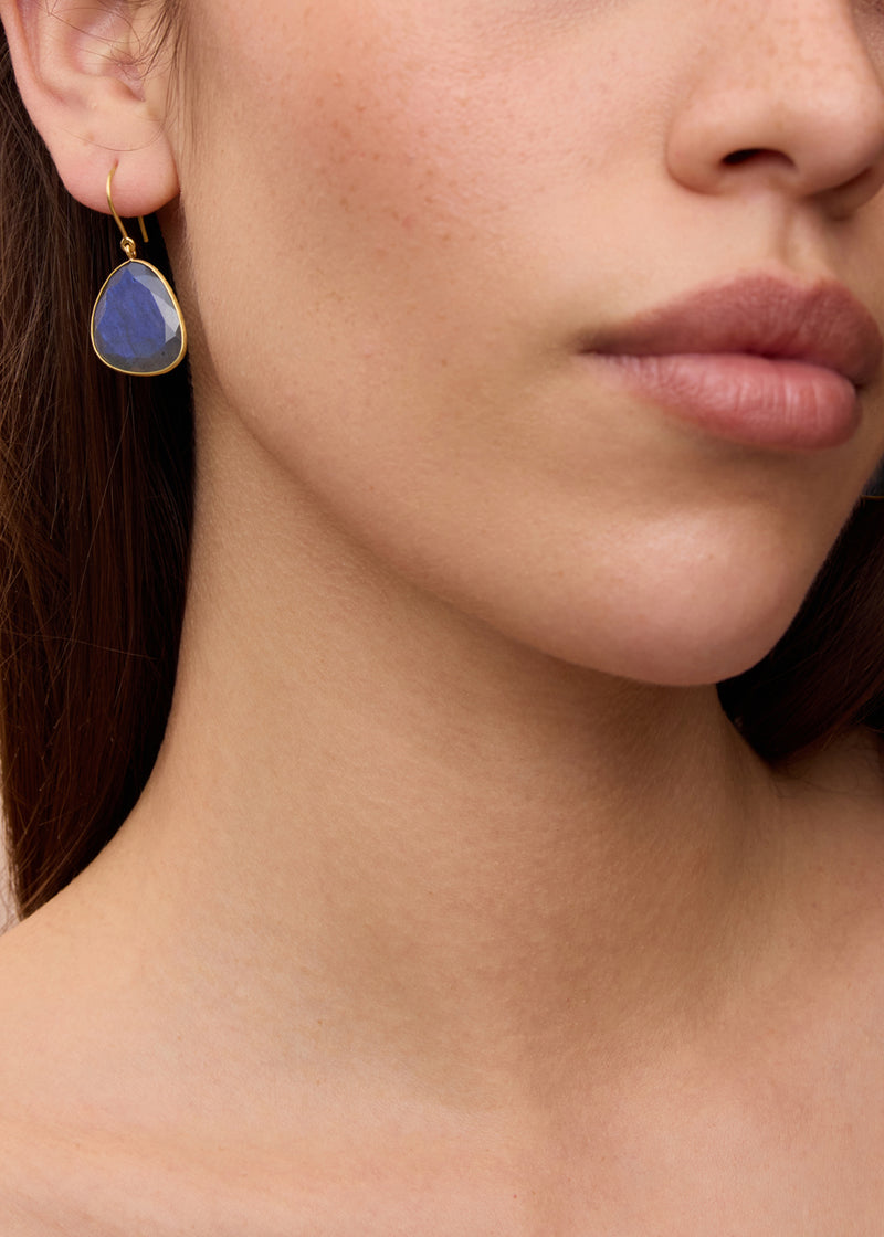 18kt Gold Labradorite Single Drop Earrings