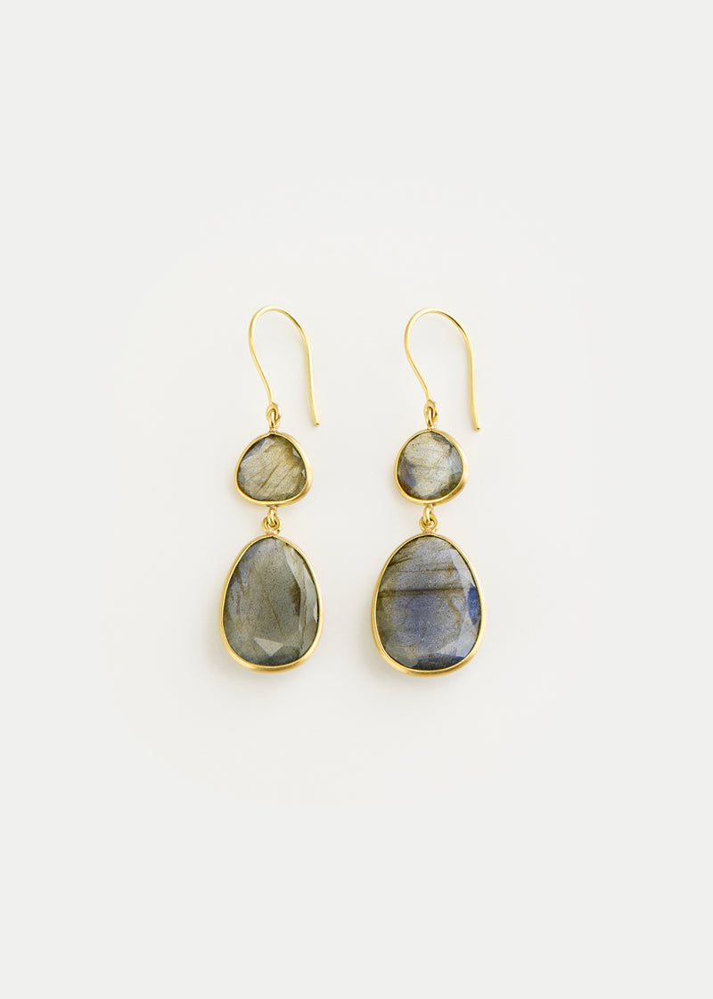 18kt Gold Labradorite Double Drop Earrings