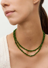 Sterling Silver Green Tourmaline Beaded Necklace