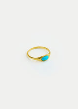 18kt Gold Hathor Turquoise Eye Inlay Ring 