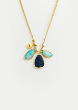 18kt Gold Alectrona Opal with Gold Drop Cluster on Cord