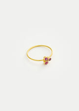 18kt Gold PSTM Myanmar Three Stone Ruby Cup Ring