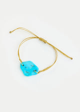 18kt Gold Hathor Turquoise Drill & Loop Bracelet on Cord