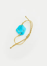 18kt Gold Hathor Turquoise Drill & Loop Bracelet on Cord