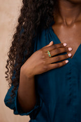 18kt Gold PSTM Afghanistan Emerald Shabnam Ring