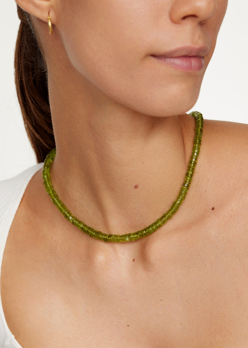Sterling Silver Peridot Thick Beaded Necklace