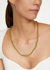 Sterling Silver Rough Peridot Beaded Necklace