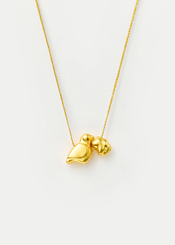 18kt Gold We Are Everything Bird & Elephant Cluster on Cord