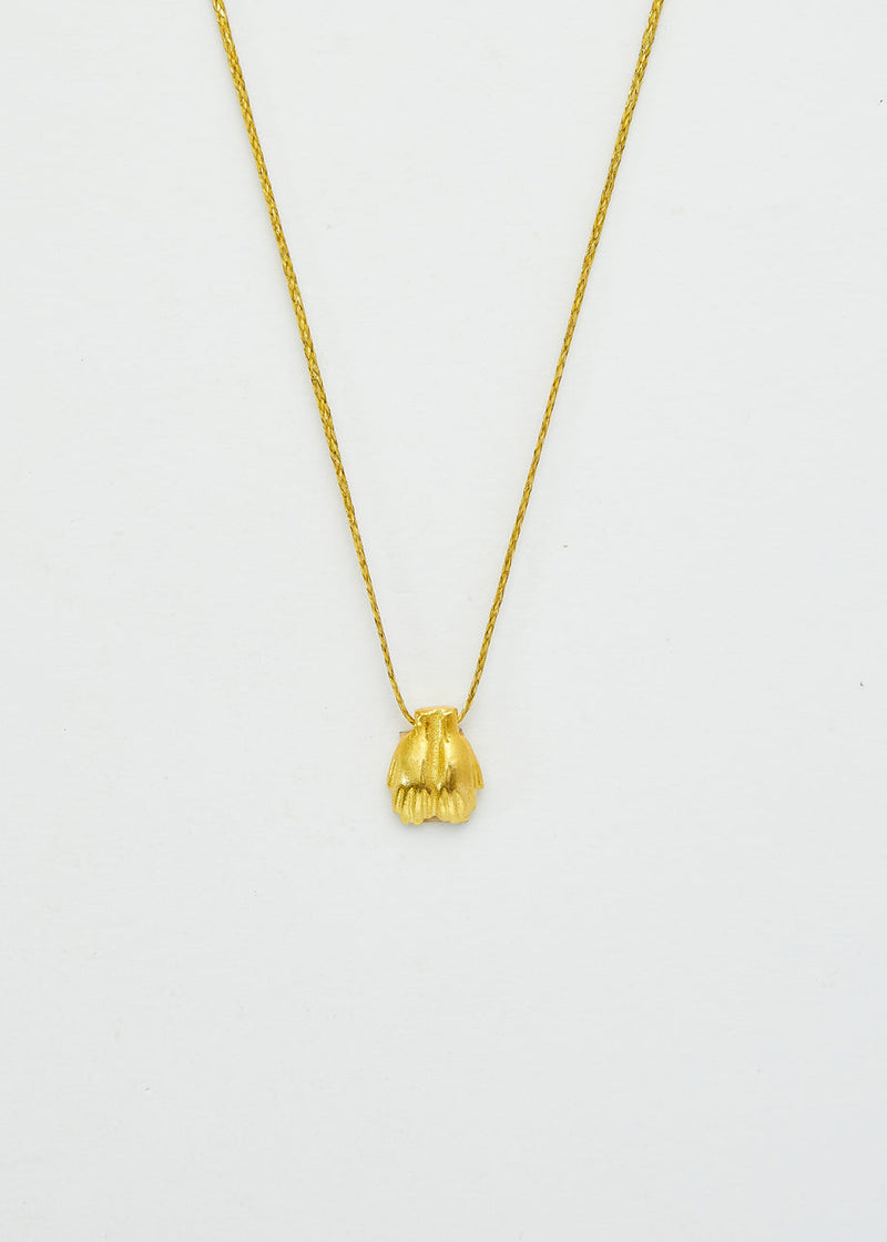 18kt Gold We Are Everything Cupping Hands Pendant on Cord