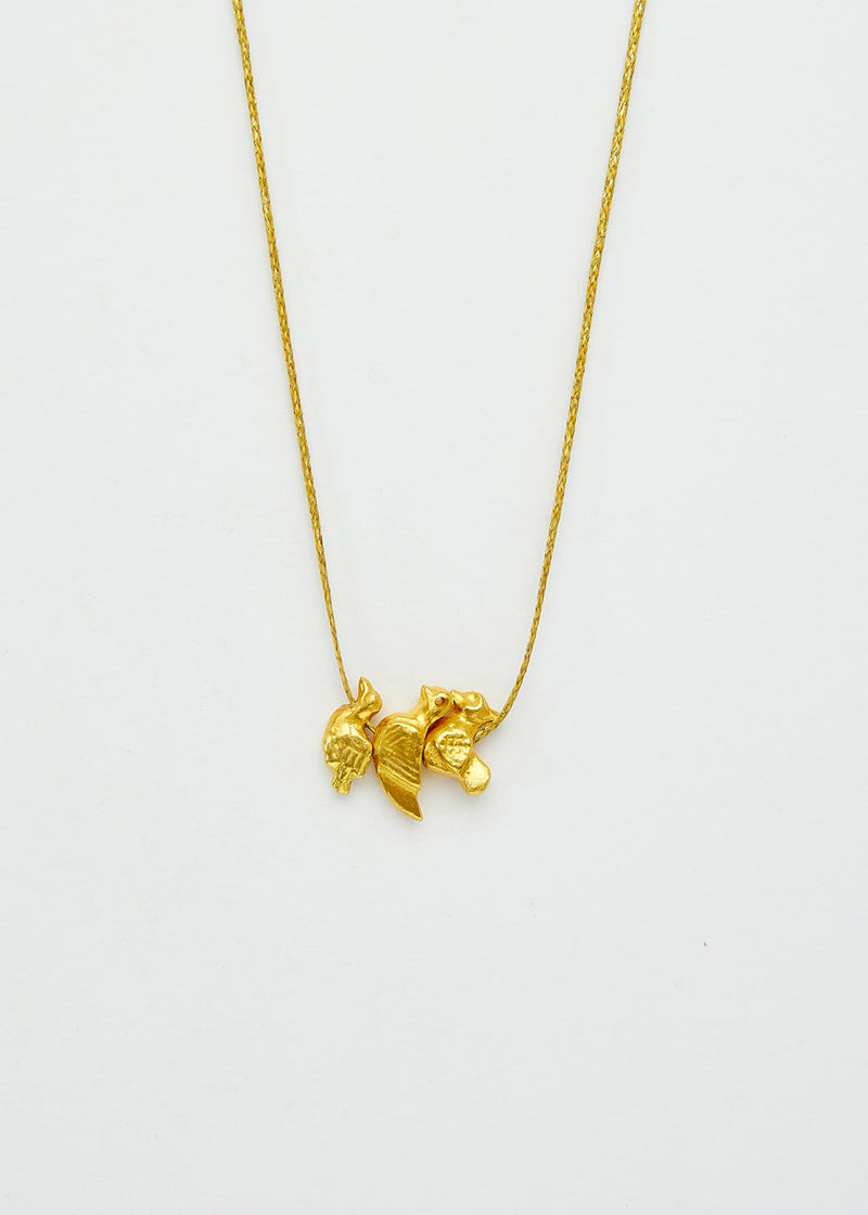 18kt Gold We Are Everything Bird Cluster on Cord