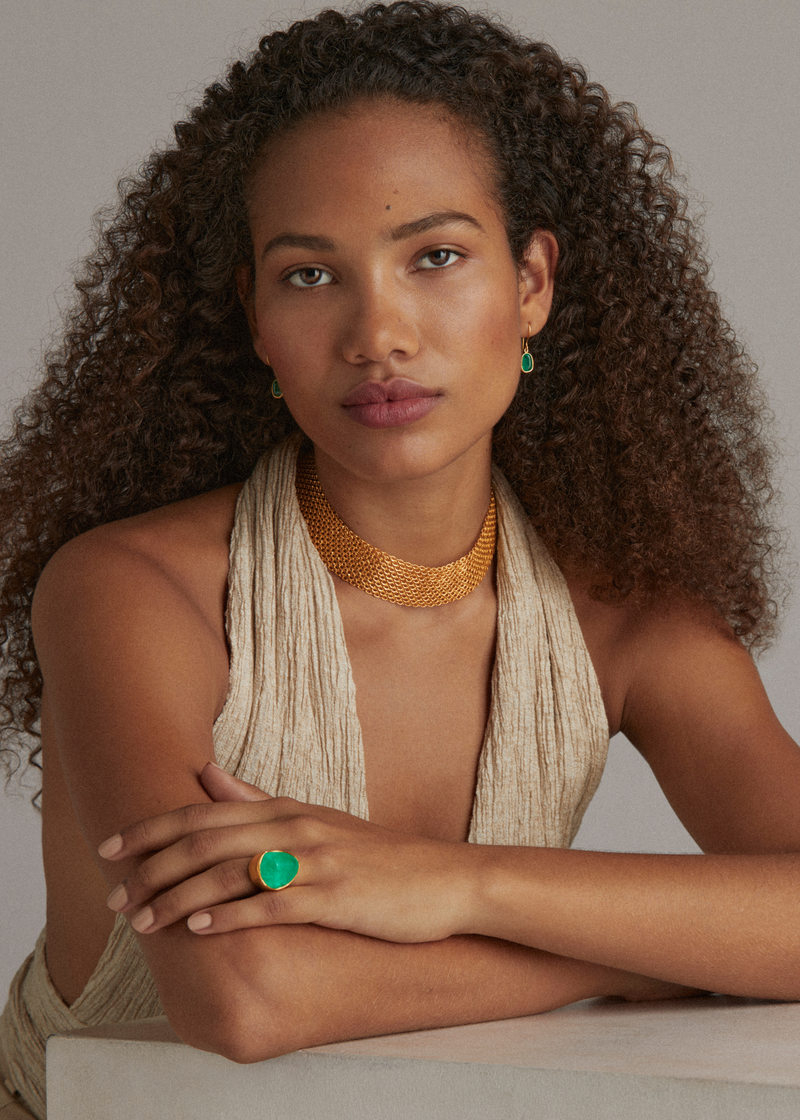 18kt Gold & Colombian Emerald Single Drop Earrings