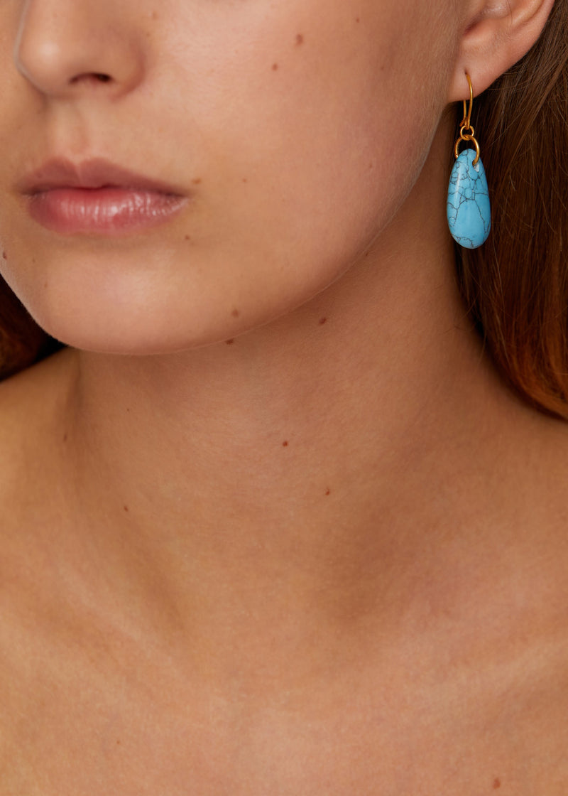 18kt Gold Vermeil PSTM Afghanistan Turquoise Shugufa Earrings