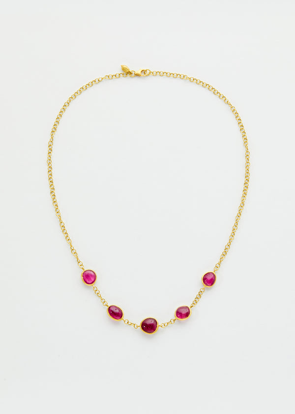 Pippa Small - 18kt Gold PSTM Myanmar Pink Tourmaline Chain Necklace