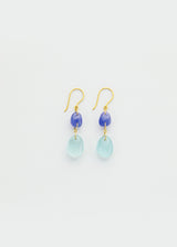 Pippa Small - 18kt Gold Aquamarine & Tanzanite Double Drop Earrings