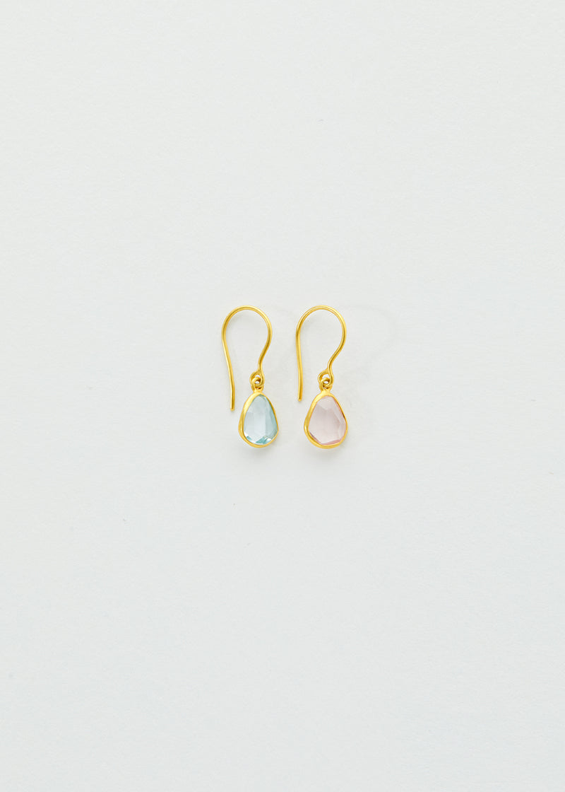 18kt Gold Aquamarine & Rose Quartz New Day Earrings