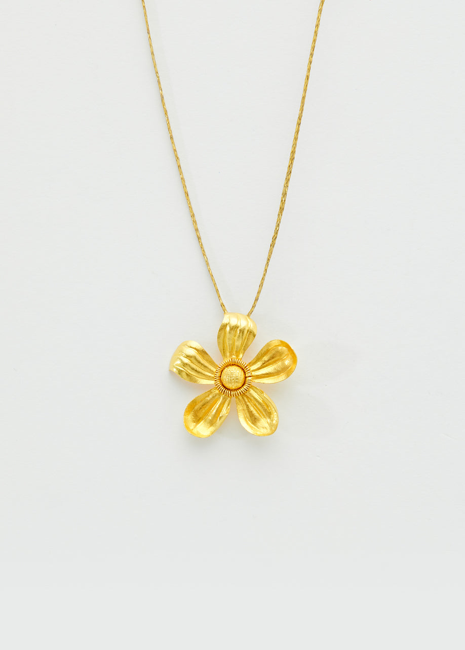 18kt Gold PSTM Myanmar Small Yellow Chamka Pendant on Cord
