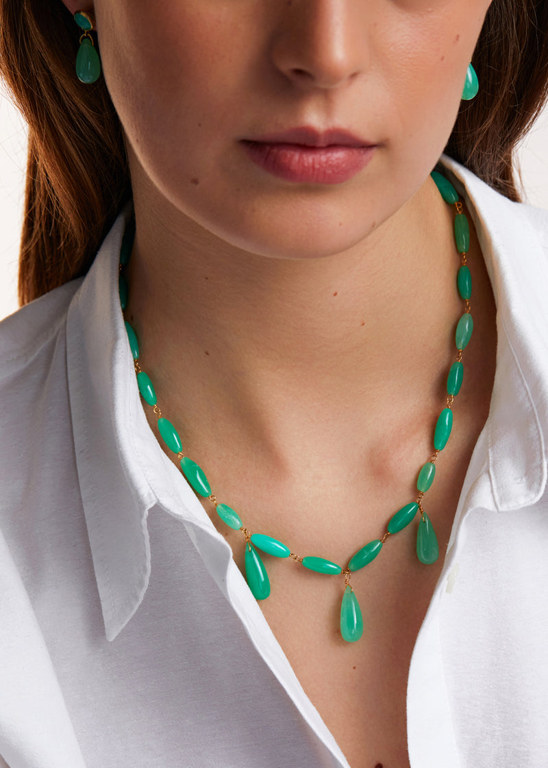 18kt Gold Chrysoprase Necklace