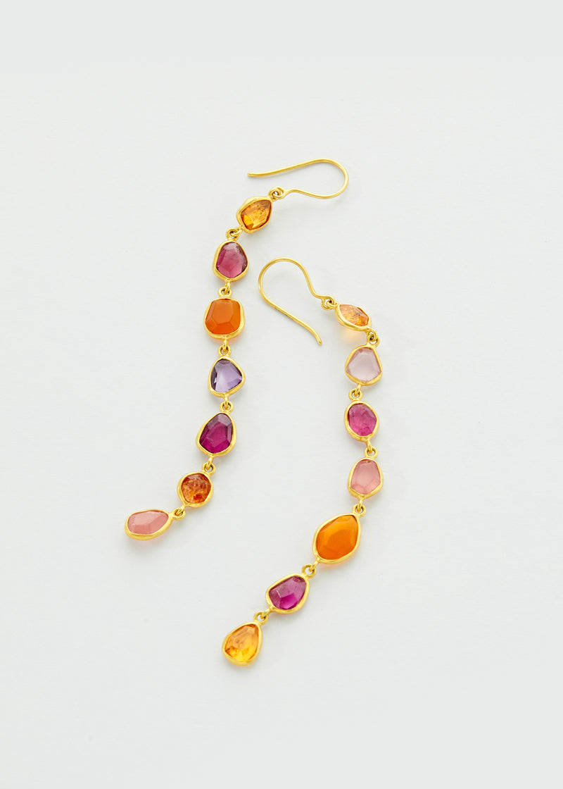 18kt Gold Mixed Stones New Day Drop Earrings