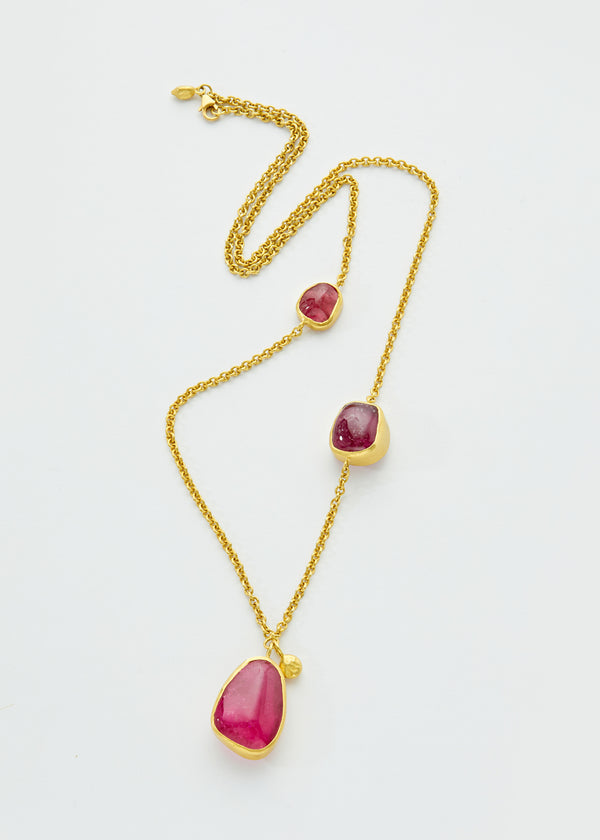 18kt Gold Pink Tourmaline New Day Necklace