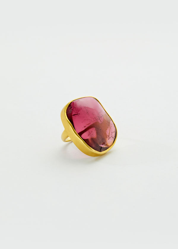 18kt Gold Large Pink Tourmaline New Day Ring