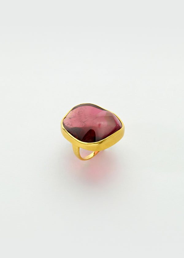 18kt Gold Large Pink Tourmaline New Day Ring