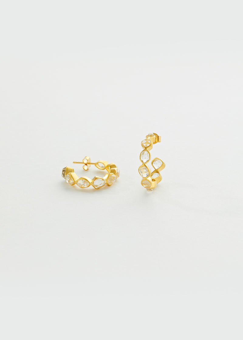 18kt Gold Herkimer Beira Hoop Earrings