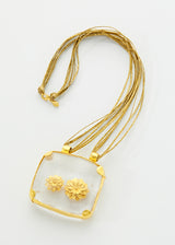 22kt Gold Quartz Crystal Large Flowers Amulet