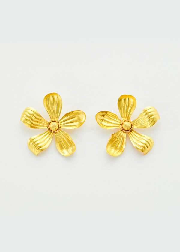 18kt Gold Yellow Chamka Flower Stud Earrings
