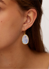 18kt Gold Rainbow Moonstone Large Single Drop Earrings