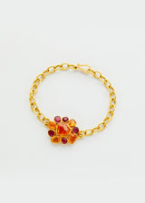 18kt Gold Pink Tourmaline and Orange Garnet Garden Bracelet
