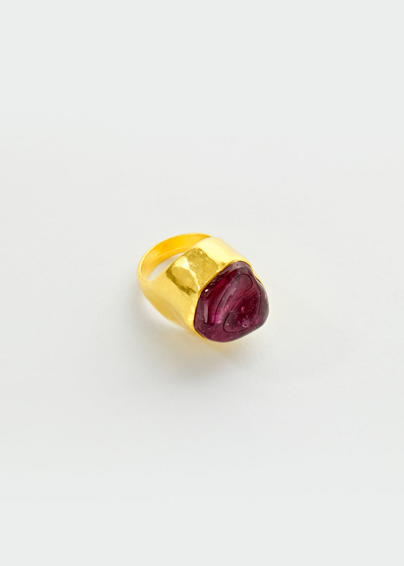 22kt Gold Pink Tourmaline Tibetan Ring